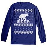 Bear Deer Beer Funny Christmas long sleeve shirt - Royal