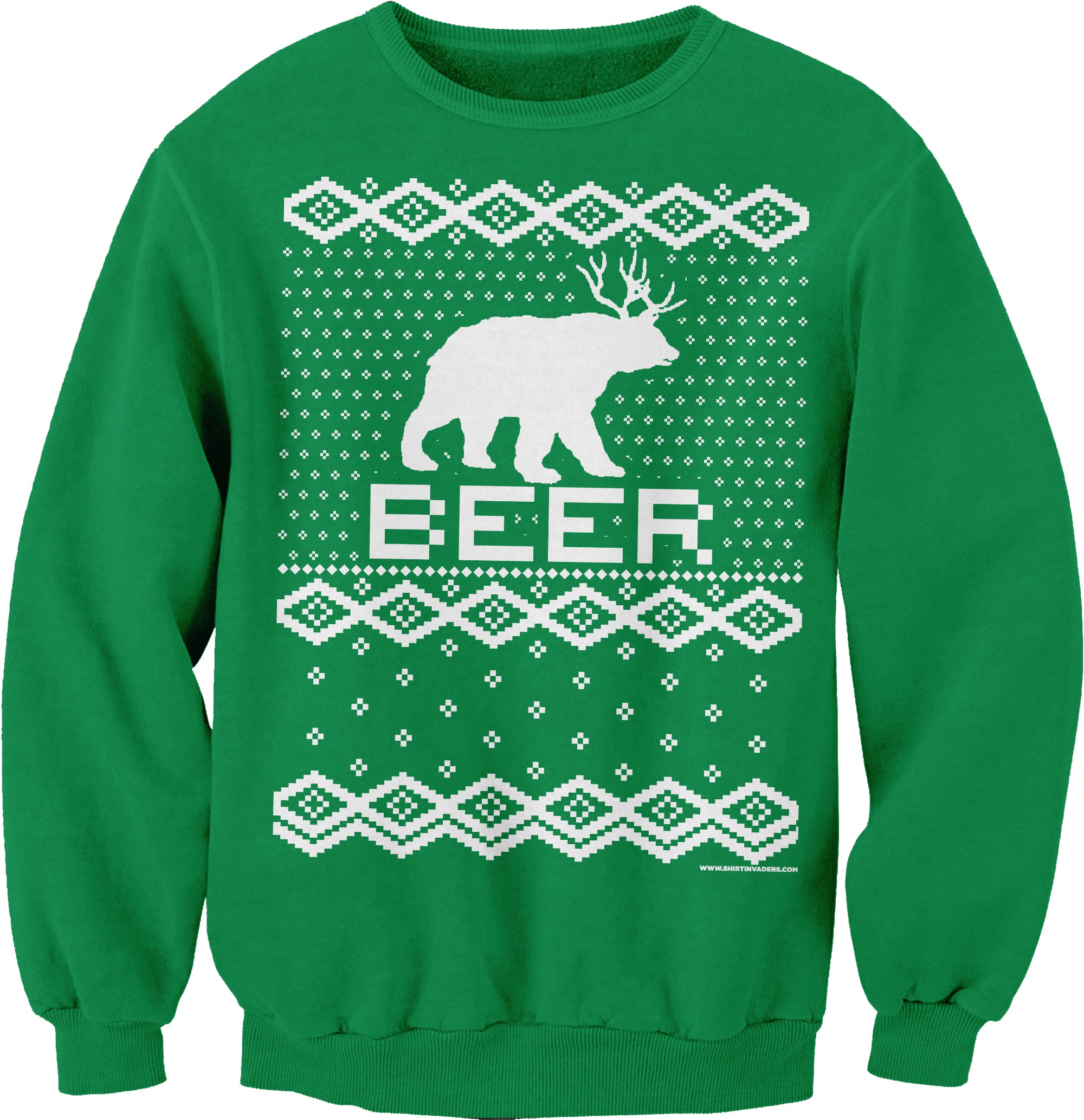 Bear Deer Beer Funny Christmas sweatshirt - Kelly