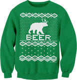 Bear Deer Beer Funny Christmas sweatshirt - Kelly