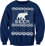 Bear Deer Beer Funny Christmas sweatshirt - Navy