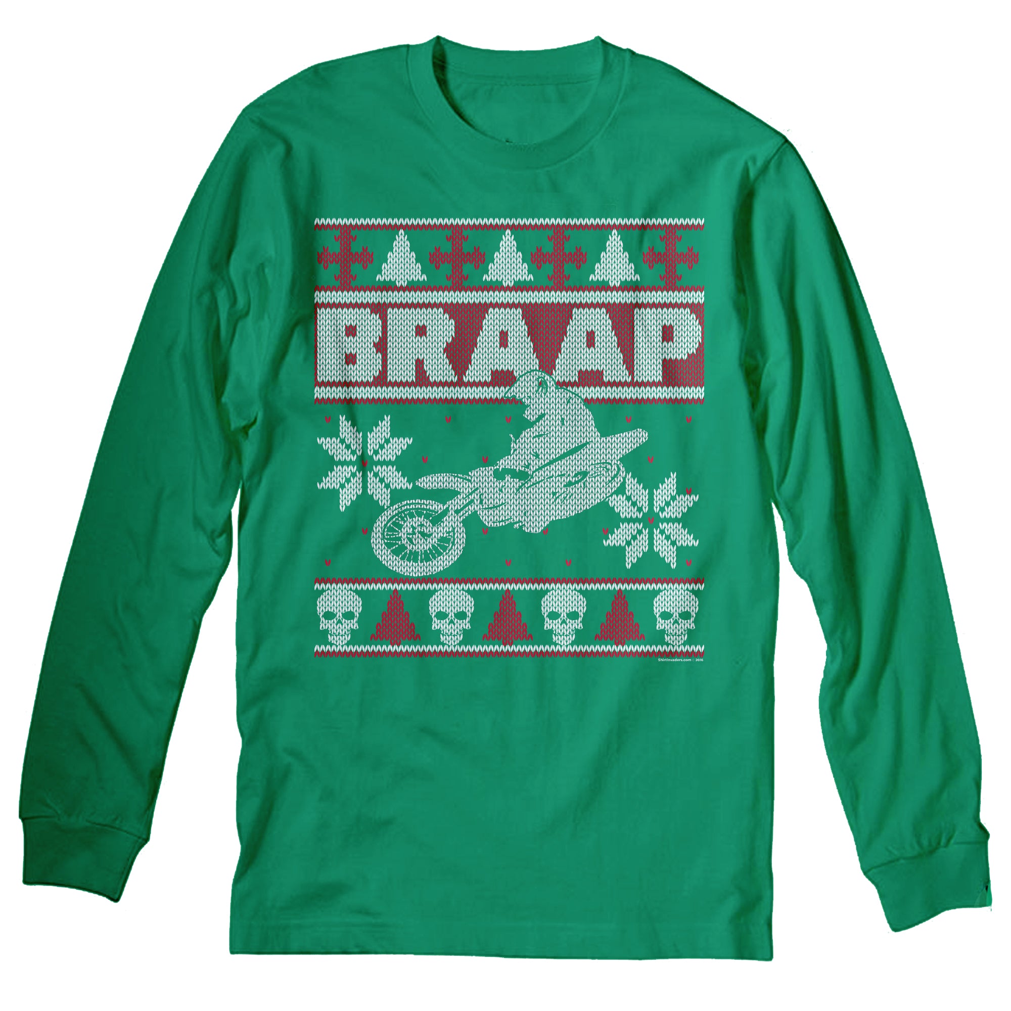 BRAAP Dirt Bike Motocross Christmas long sleeve shirt - Irish Green