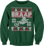 BRAAP Dirt Bike Motocross Christmas sweatshirt - Forest Green