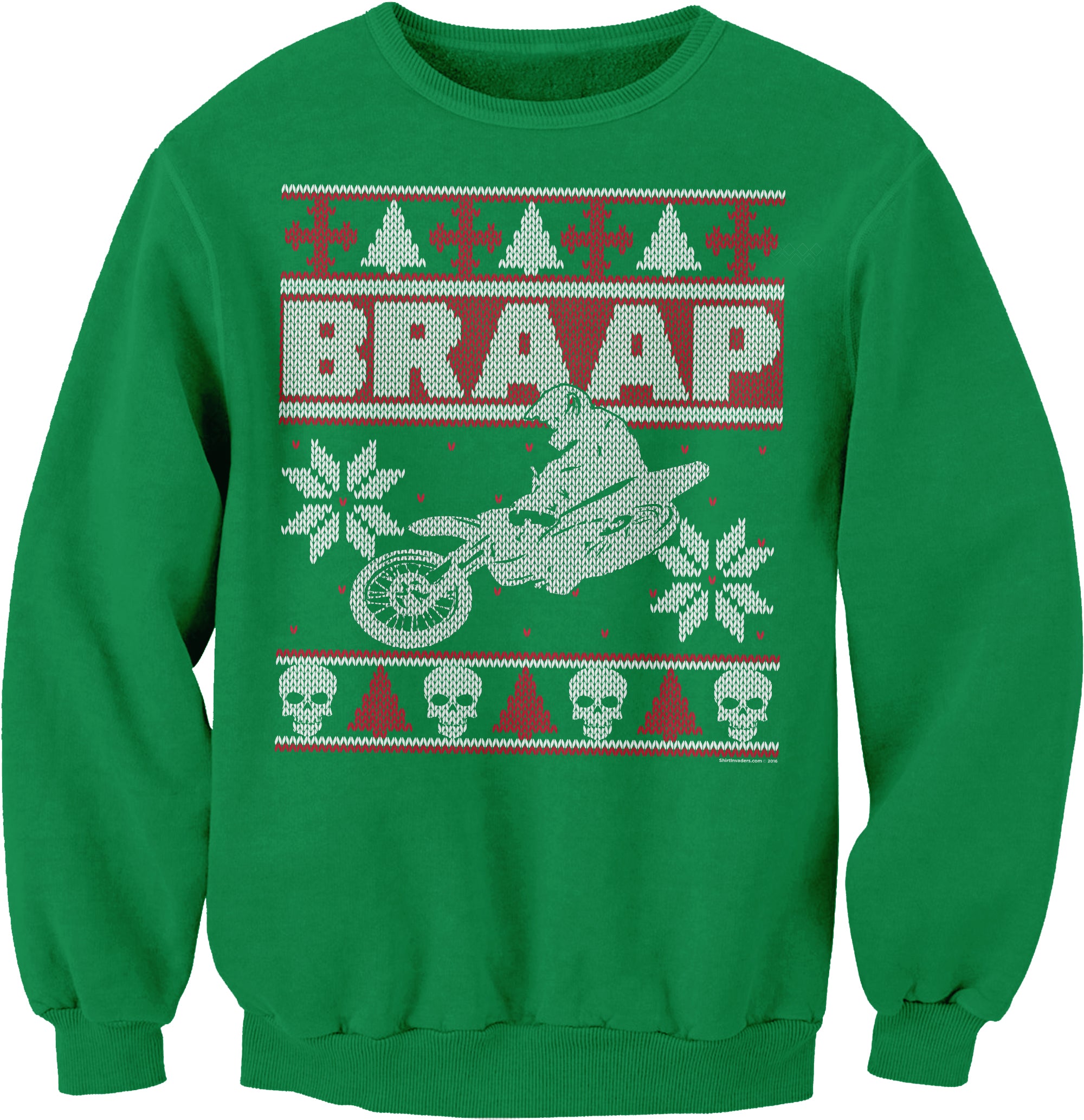 BRAAP Dirt Bike Motocross Christmas sweatshirt - Irish Green