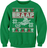 BRAAP Dirt Bike Motocross Christmas sweatshirt - Irish Green