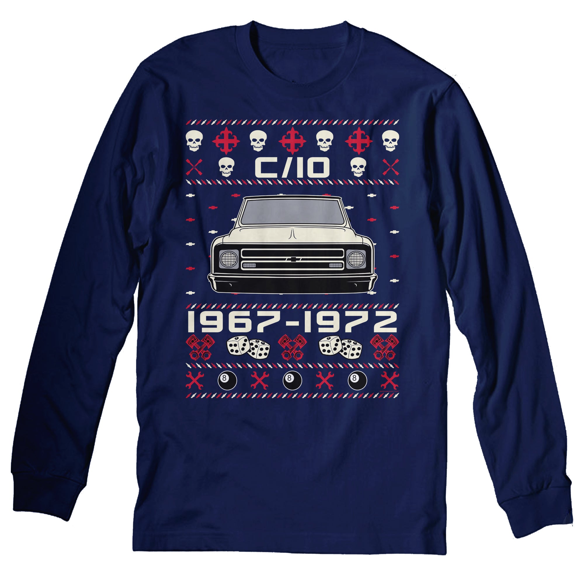1967-1972 Chevy C10 Glamour Christmas long sleeve shirt - Navy