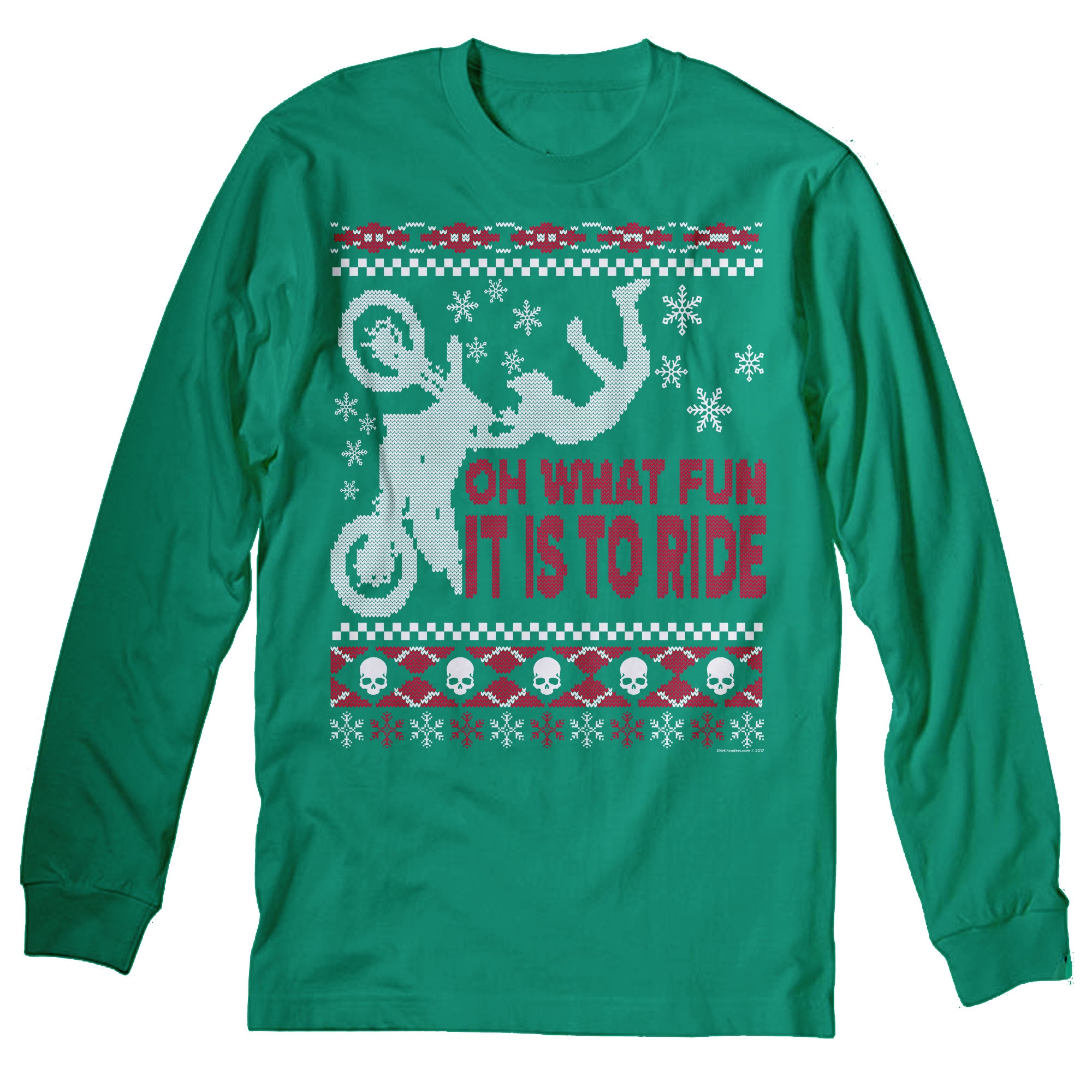 Oh What Fun Dirt Bike Christmas long sleeve shirt - Kelly
