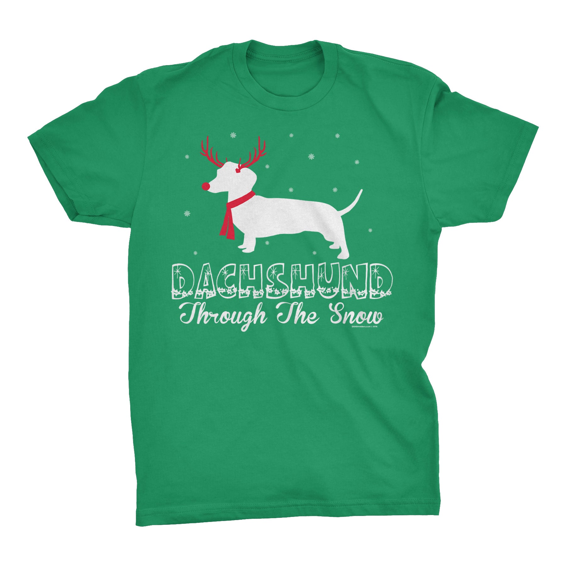 Dachshund Through the Snow Rudolph Christmas t-shirt - Irish Green