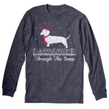 Dachshund Through the Snow Rudolph Christmas long sleeve shirt - Dark Heather