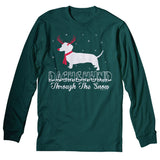 Dachshund Through the Snow Rudolph Christmas long sleeve shirt - Forest Green