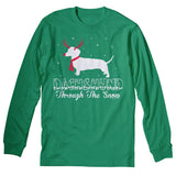 Dachshund Through the Snow Rudolph Christmas long sleeve shirt - Irish Green