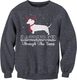 Dachshund Through the Snow Rudolph Christmas sweatshirt - Dark Heather