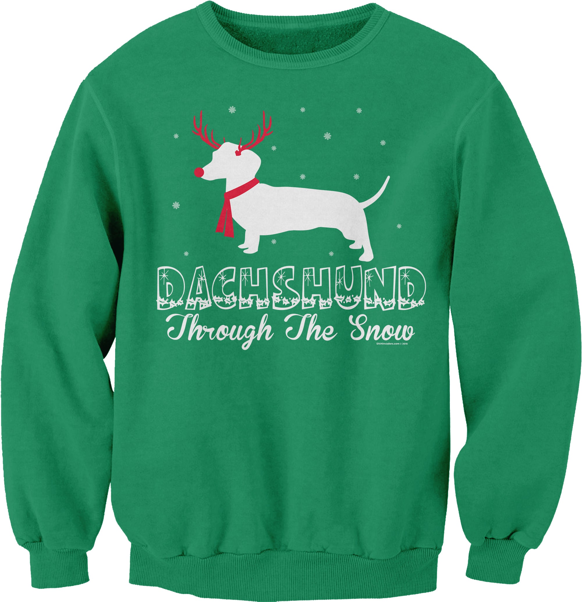Dachshund Through the Snow Rudolph Christmas sweatshirt - Irish Green