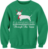 Dachshund Through the Snow Rudolph Christmas sweatshirt - Irish Green