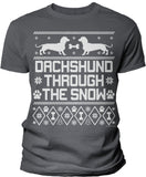 Dachshund Through the Snow Christmas t-shirt - Charcoal