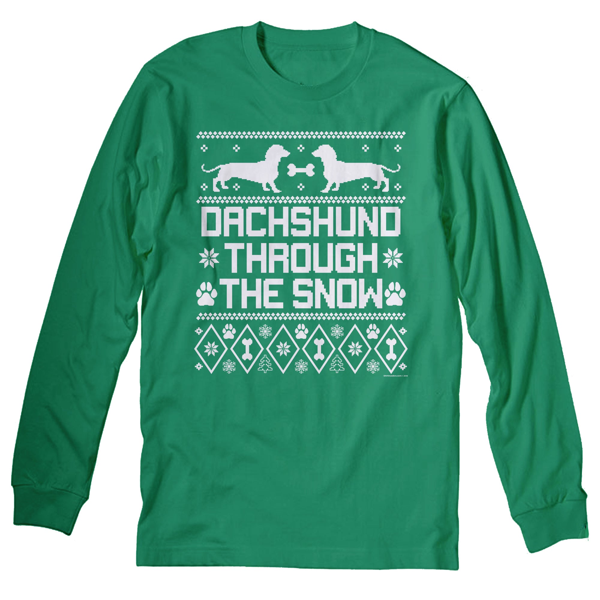 Dachshund Through the Snow Christmas long sleeve shirt - Kelly