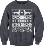Dachshund Through the Snow Christmas sweatshirt - Dark Heather