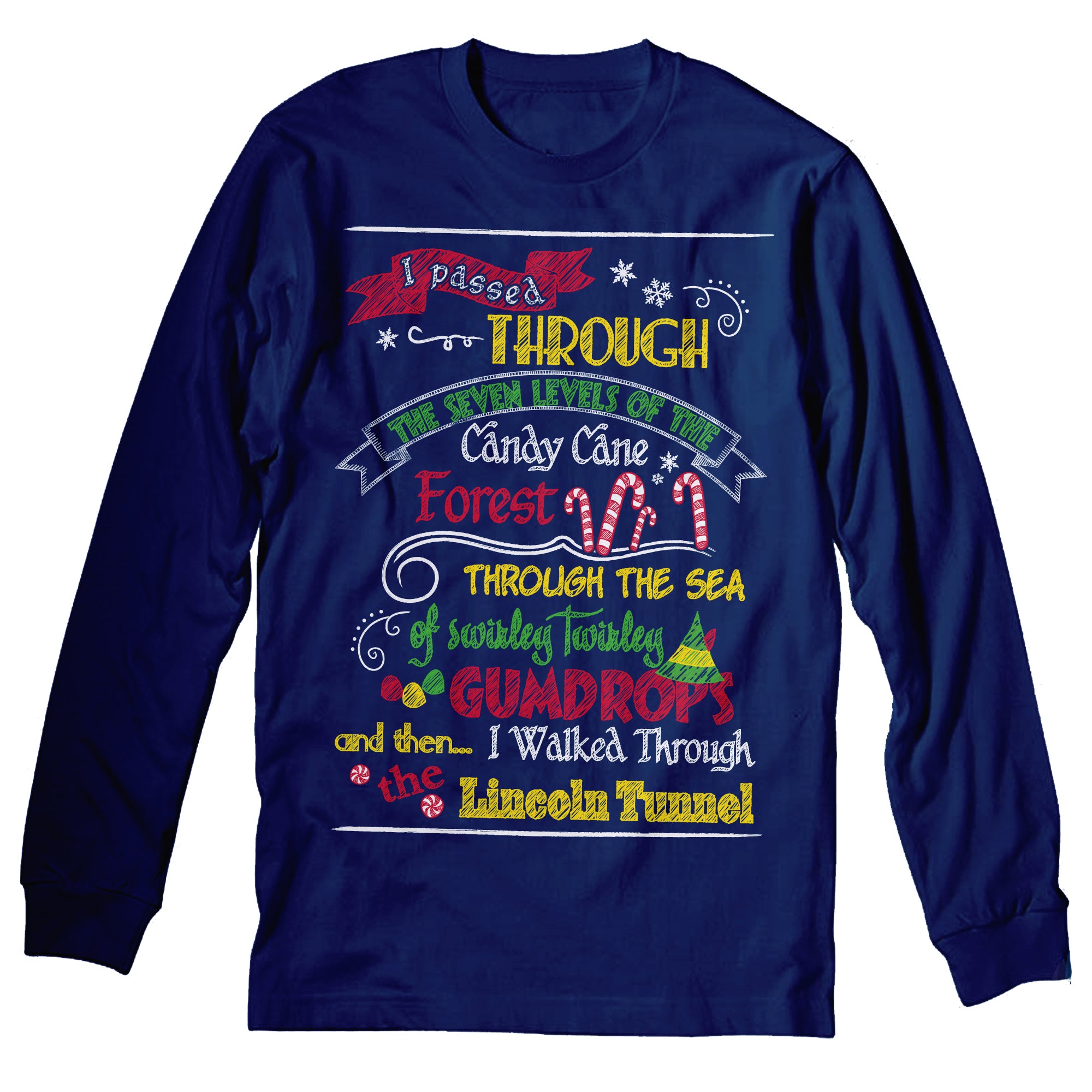 Elf Map Christmas long sleeve shirt - Navy