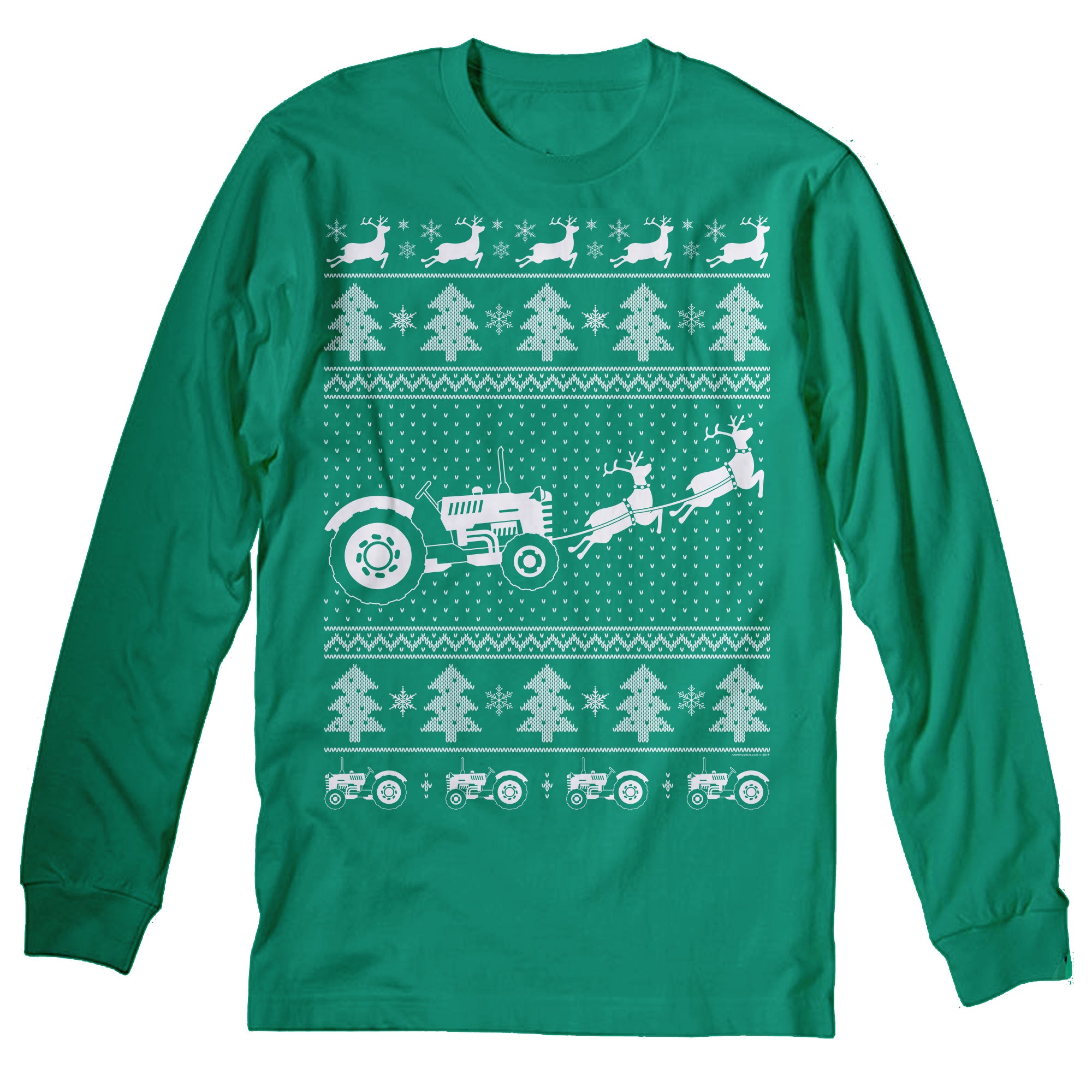Tractor Farmer Christmas long sleeve shirt - Kelly