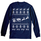 Tractor Farmer Christmas long sleeve shirt - Navy