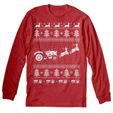 Tractor Farmer Christmas long sleeve shirt - Red