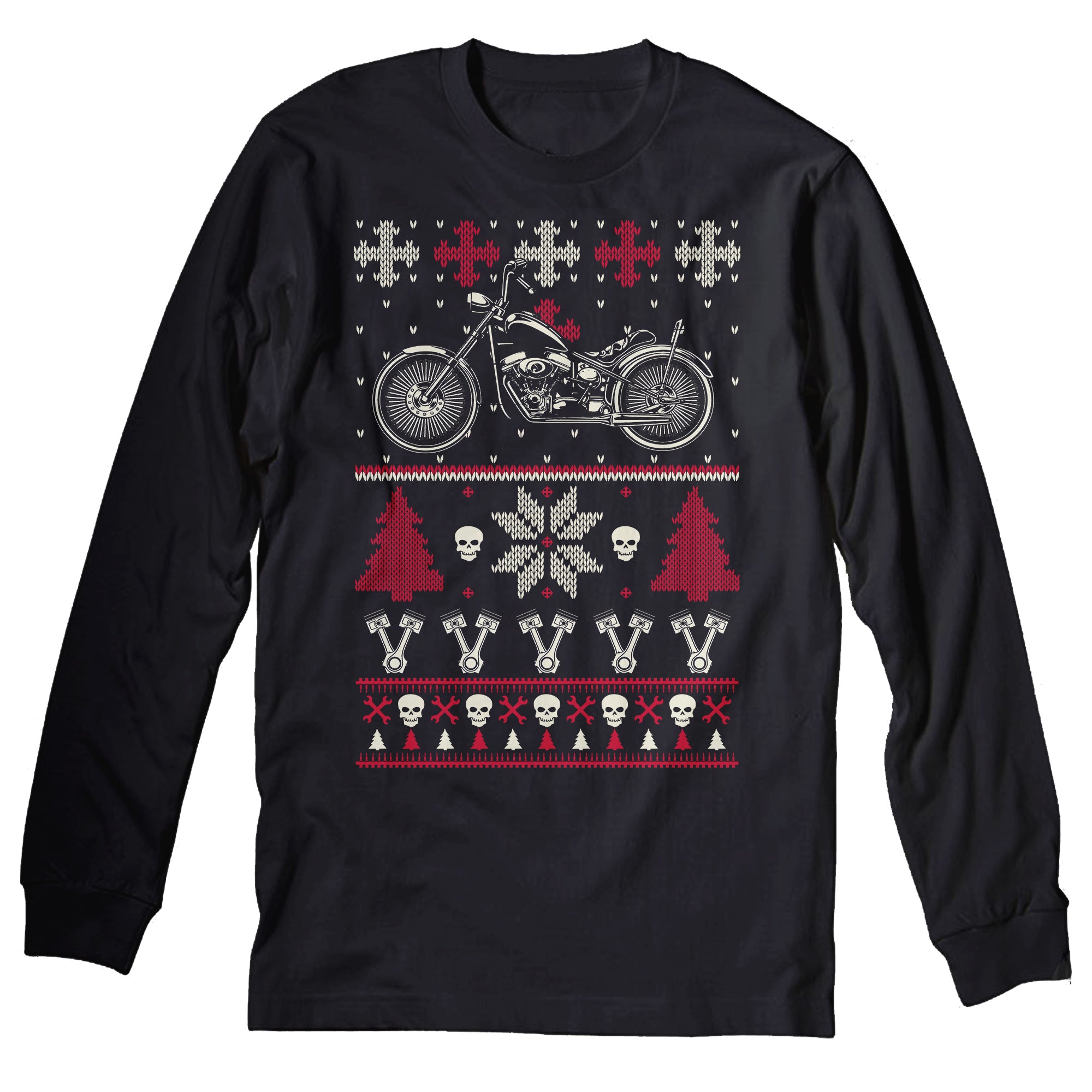 Gear Head Biker Motorcycle Christmas long sleeve shirt - Black