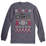 Gear Head Biker Motorcycle Christmas long sleeve shirt - Charcoal