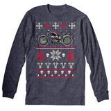 Gear Head Biker Motorcycle Christmas long sleeve shirt - Dark Heather