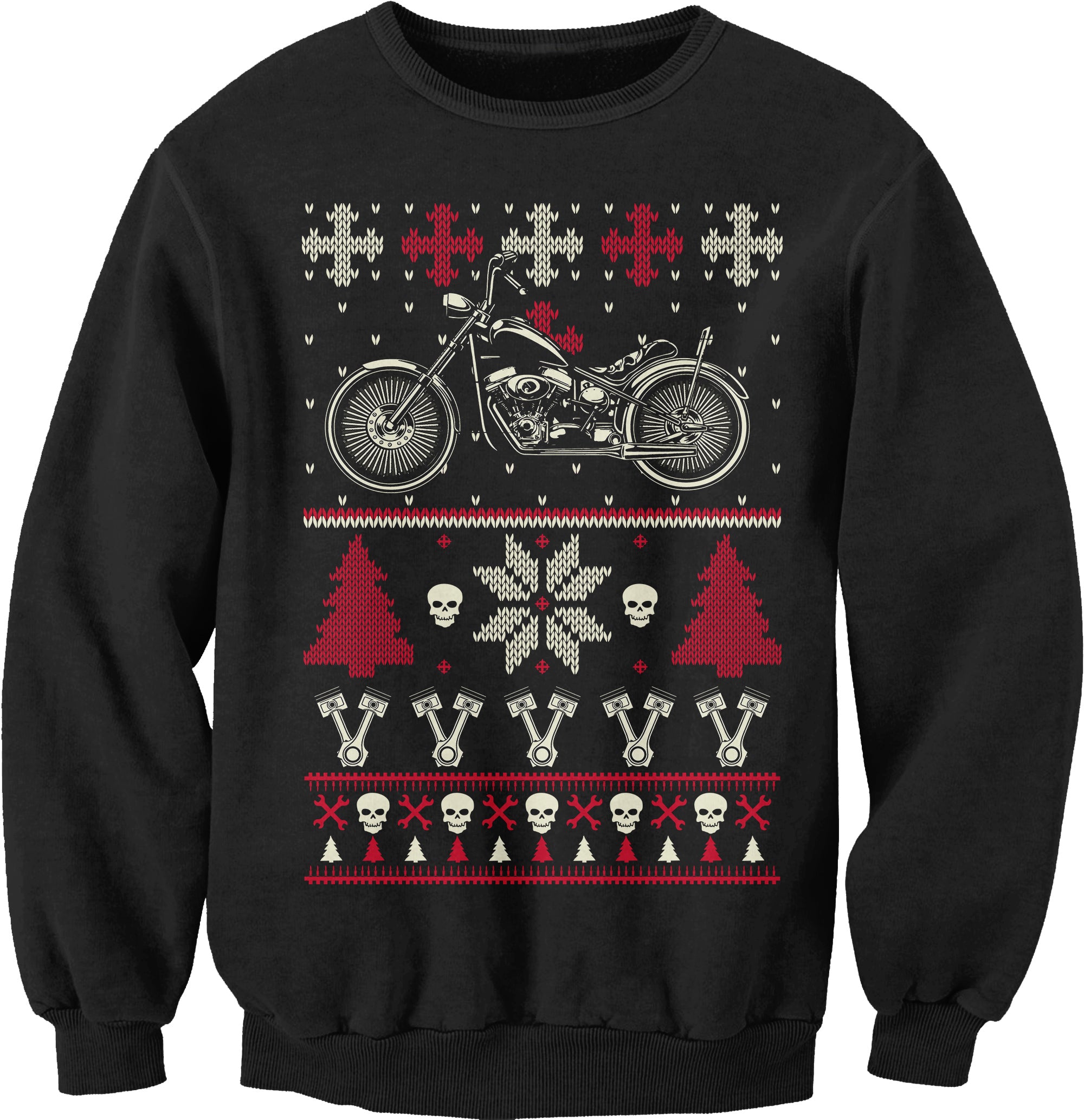 Gear Head Biker Motorcycle Christmas sweatshirt - Black