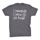 Naughty Nice I Tried Christmas t-shirt - Charcoal