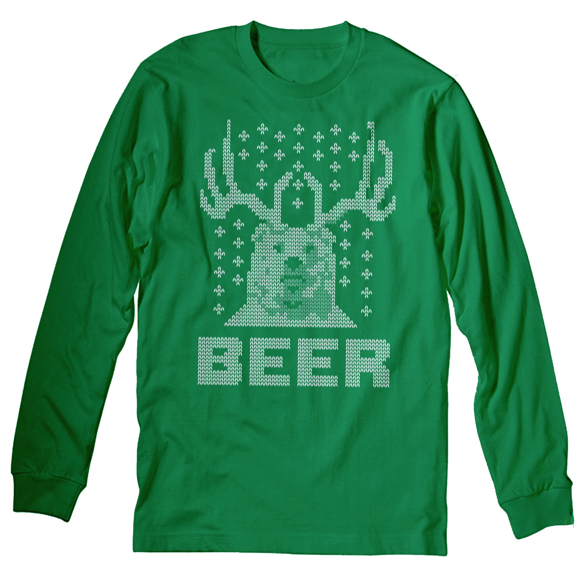 Bear Deer Beer Christmas long sleeve shirt - Kelly