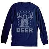 Bear Deer Beer Christmas long sleeve shirt - Navy