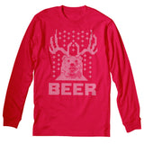 Bear Deer Beer Christmas long sleeve shirt - Red