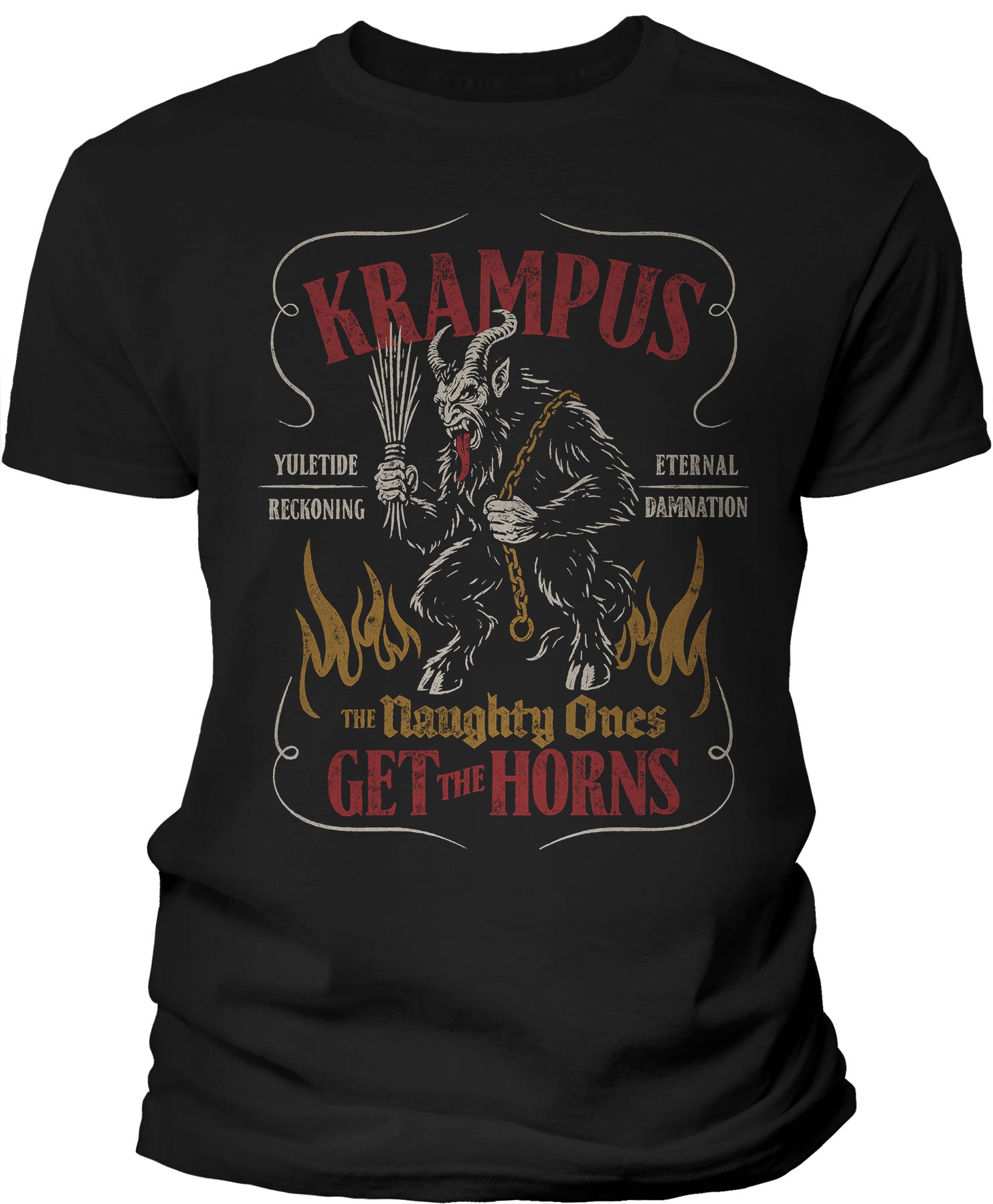 Krampus Naughty Ones Get the Horns Christmas t-shirt - Black
