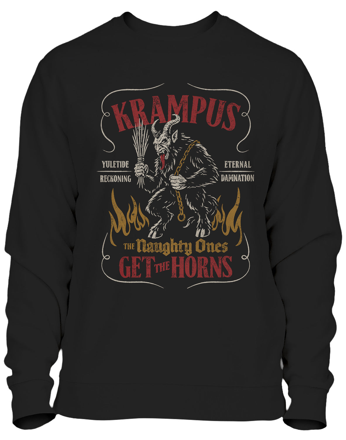 Krampus Naughty Ones Get the Horns Christmas sweatshirt - Black