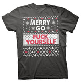 Merry Go Fuck Yourself Christmas t-shirt - Dark Heather