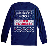 Merry Go Fuck Yourself Christmas long sleeve shirt - Navy