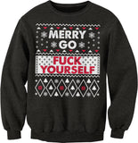 Merry Go Fuck Yourself Christmas sweatshirt - Dark Heather