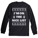 I'm on the Nice List Christmas long sleeve shirt - Black