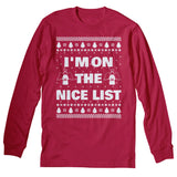 I'm on the Nice List Christmas long sleeve shirt - Red