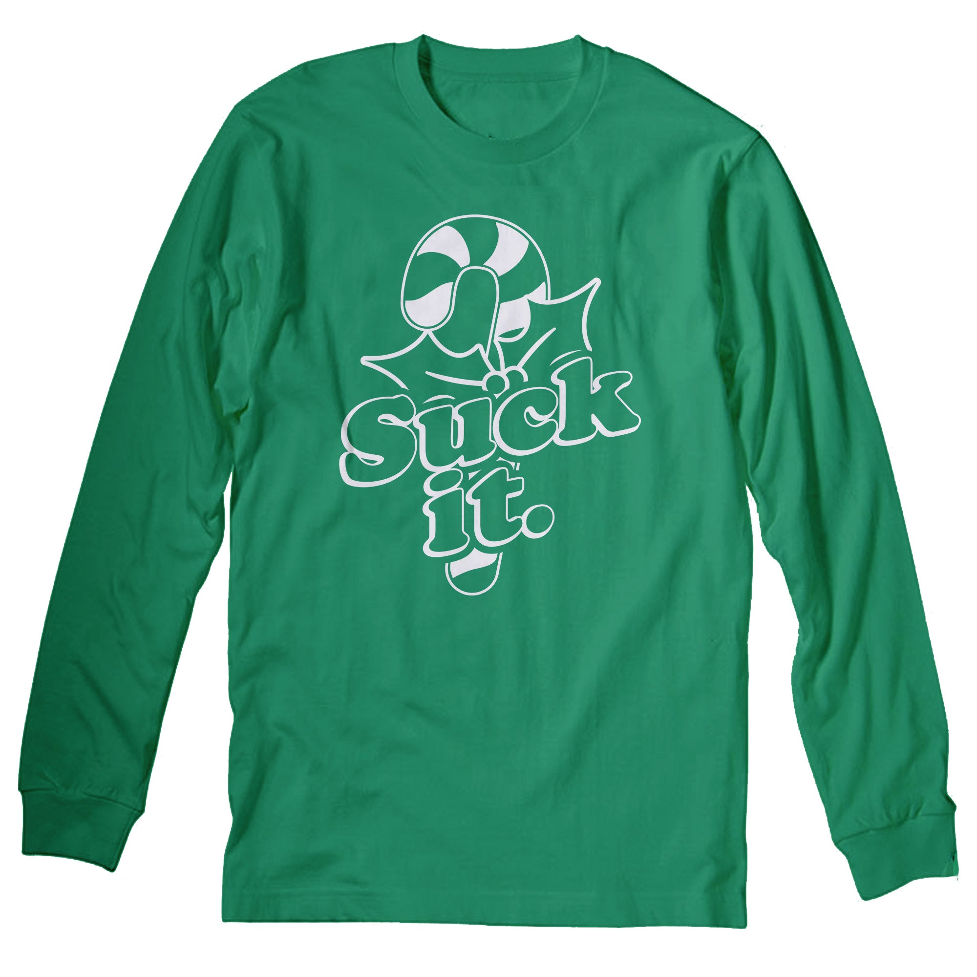 Suck It Candy Cane Christmas long sleeve shirt - Irish Green