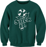 Suck It Candy Cane Christmas sweatshirt - Forest Green