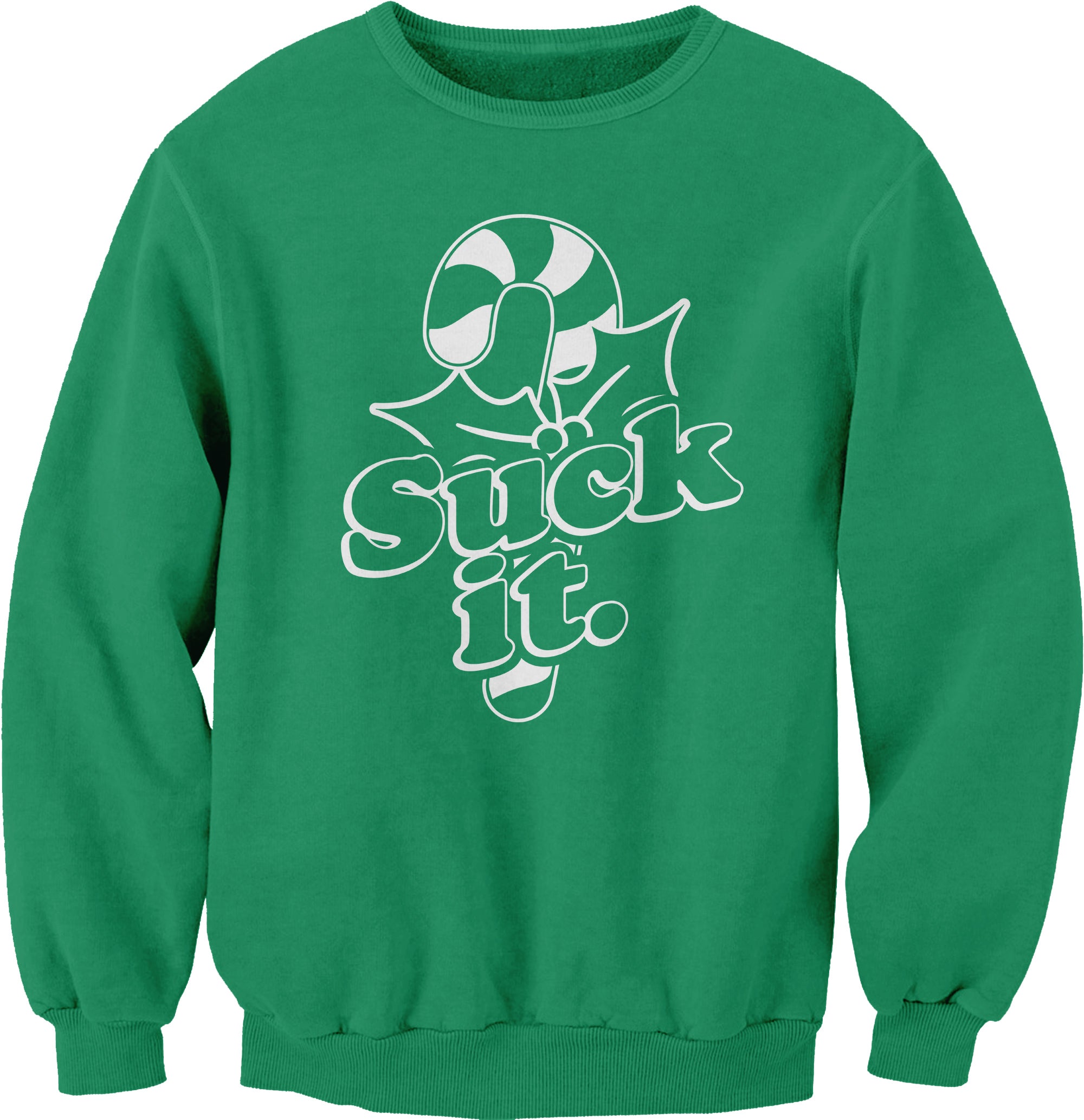 Suck It Candy Cane Christmas sweatshirt - Irish Green