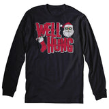 Well Hung Santa Stocking Christmas long sleeve shirt - Black