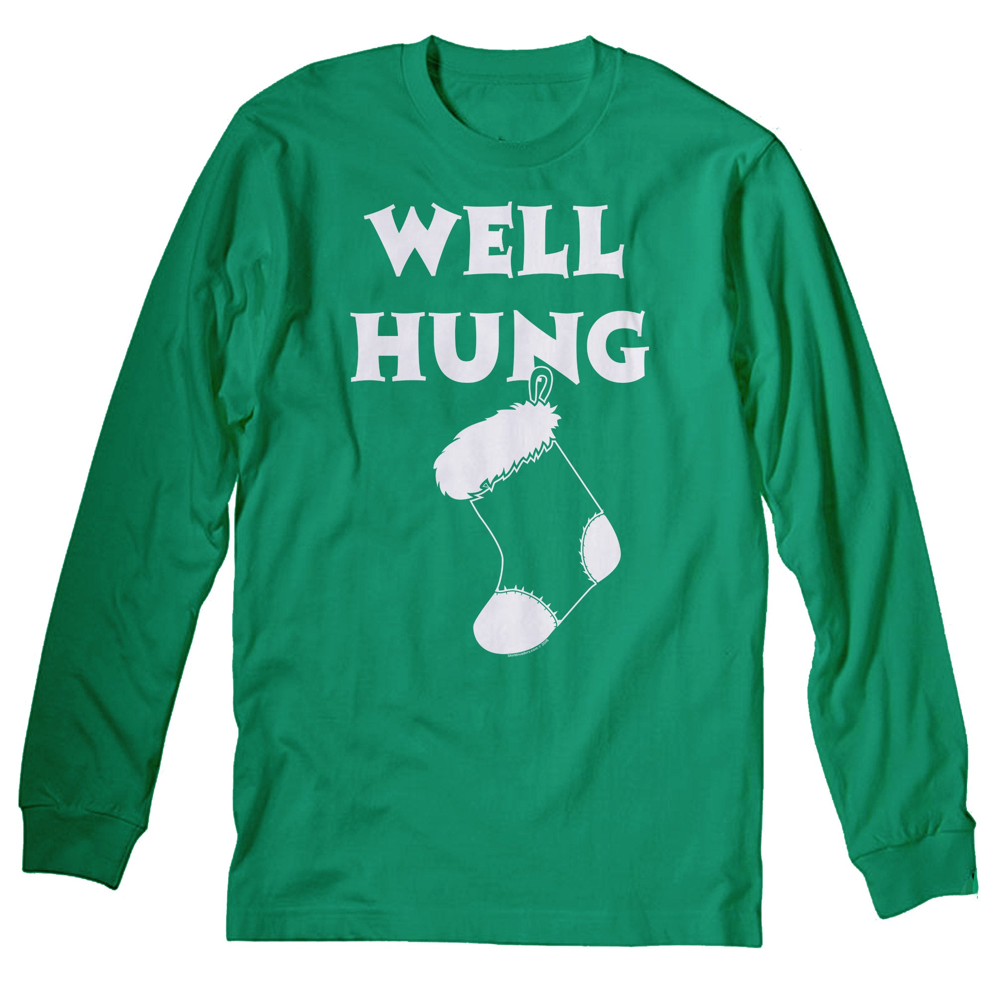 Well Hung Stocking Christmas long sleeve shirt - Kelly