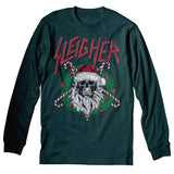 Long Sleeve T-Shirt - Forest Green - Sleigher printed Christmas design