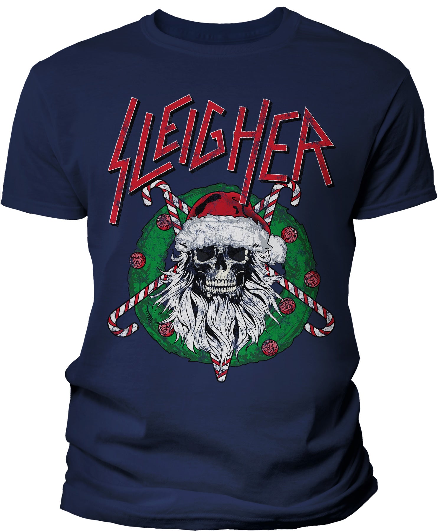 T-Shirt - Navy - Sleigher printed Christmas design