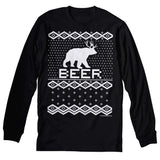 Bear Deer Beer Funny Christmas long sleeve shirt - Black