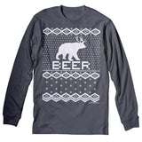 Bear Deer Beer Funny Christmas long sleeve shirt - Charcoal