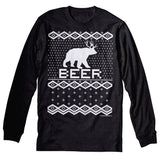Bear Deer Beer Funny Christmas long sleeve shirt - Dark Heather