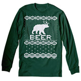 Bear Deer Beer Funny Christmas long sleeve shirt - Forest